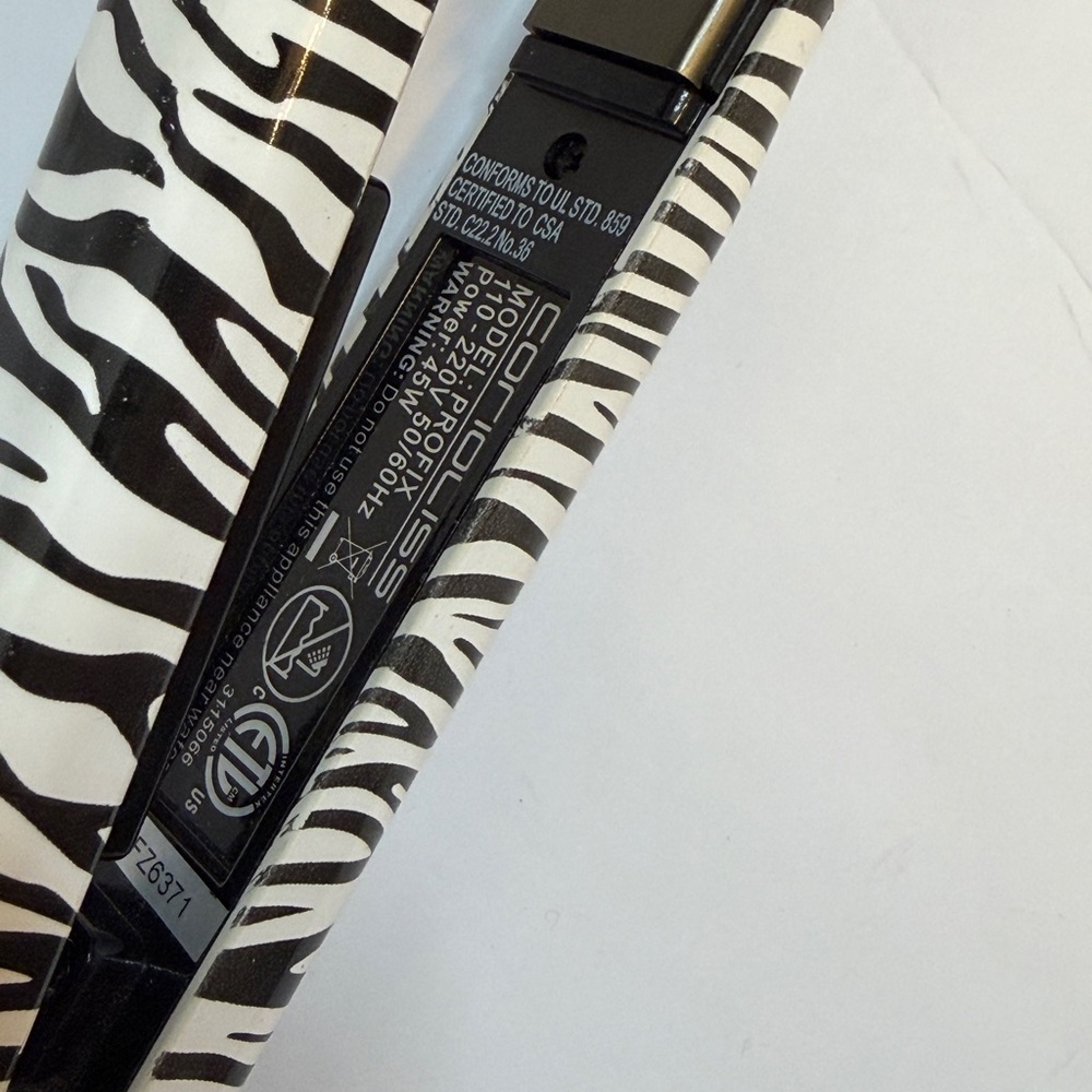 Corioliss Zebra Print Hair Straightener Flat Iron 1 inch - Black & White - Picture 6 of 9